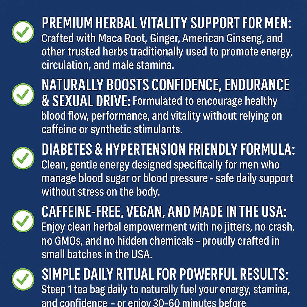 MC Empowerment Men Power Infusion Tea – All-Natural Herbal Blend for Energy, Circulation & Stamina – Diabetes & Hypertension Friendly – 30 Day Supply (30 Tea Bags)